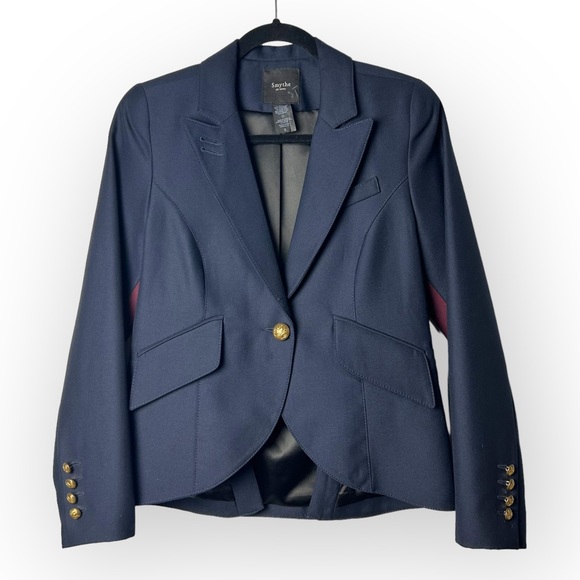 Smythe Jackets & Blazers - Smythe Navy with Maroon Tuxedo Stripe Single Button Blazer 8